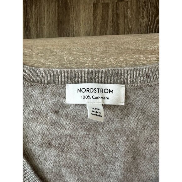 Nordstrom NWT Cashmere V-Neck Sweater in Beige Hummus Heather Size XXL - Picture 4 of 10